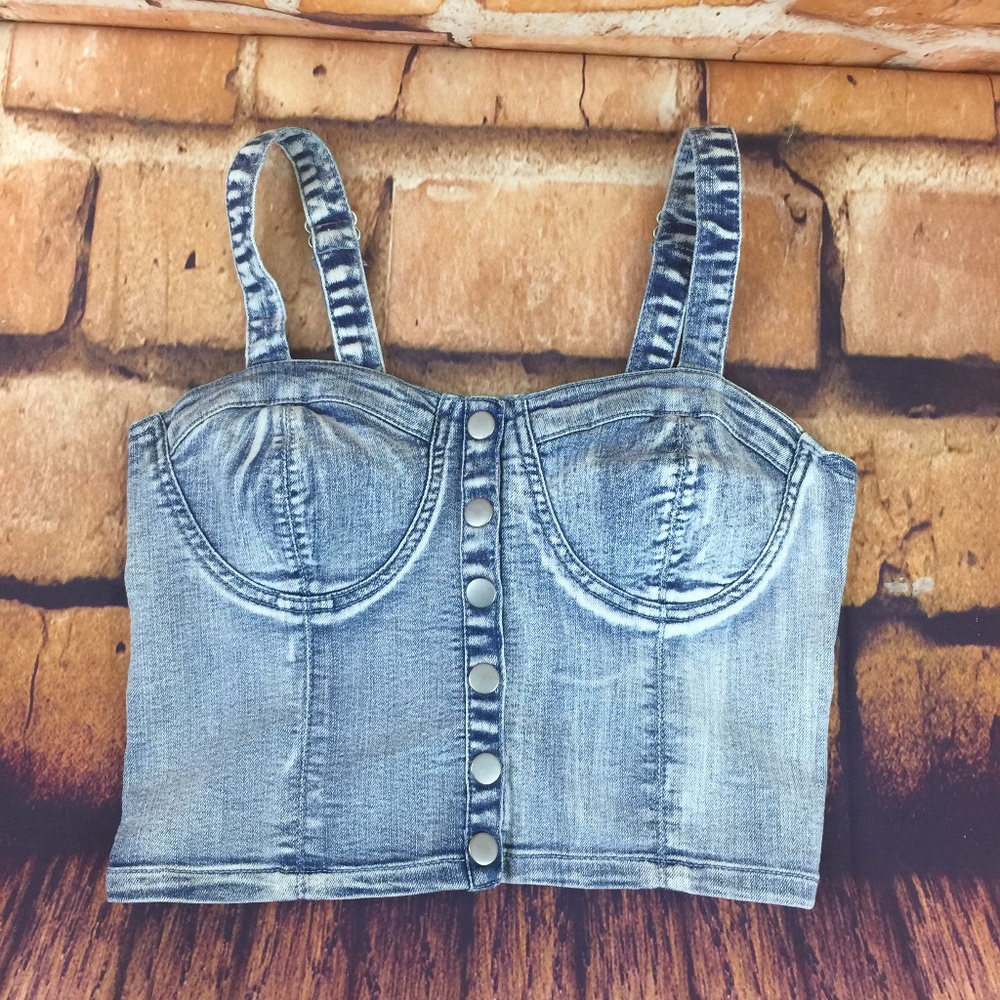 🌸Halter Crop Top Forever 21 Denim Size Large G6